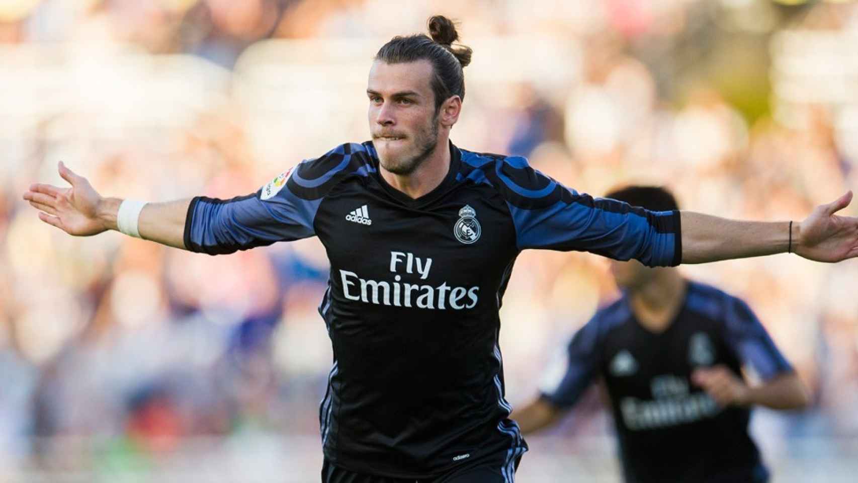 Bale, celebrando un gol en Anoeta la última temporada.