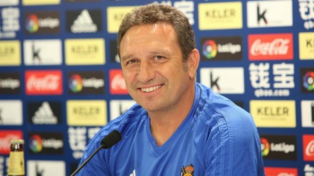 Entrenador Real Sociedad rueda de prensa. Foto (@RealSociedad)