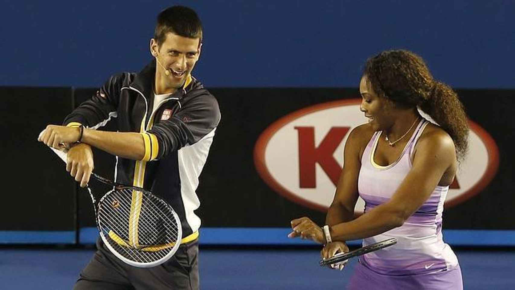 Djokovic y Serena Williams, en el Abierto de Australia de 2013.