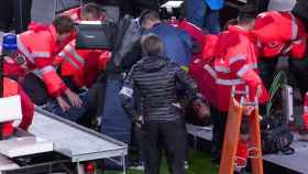 Un hombre herido tras la celebración del gol de la Real Sociedad