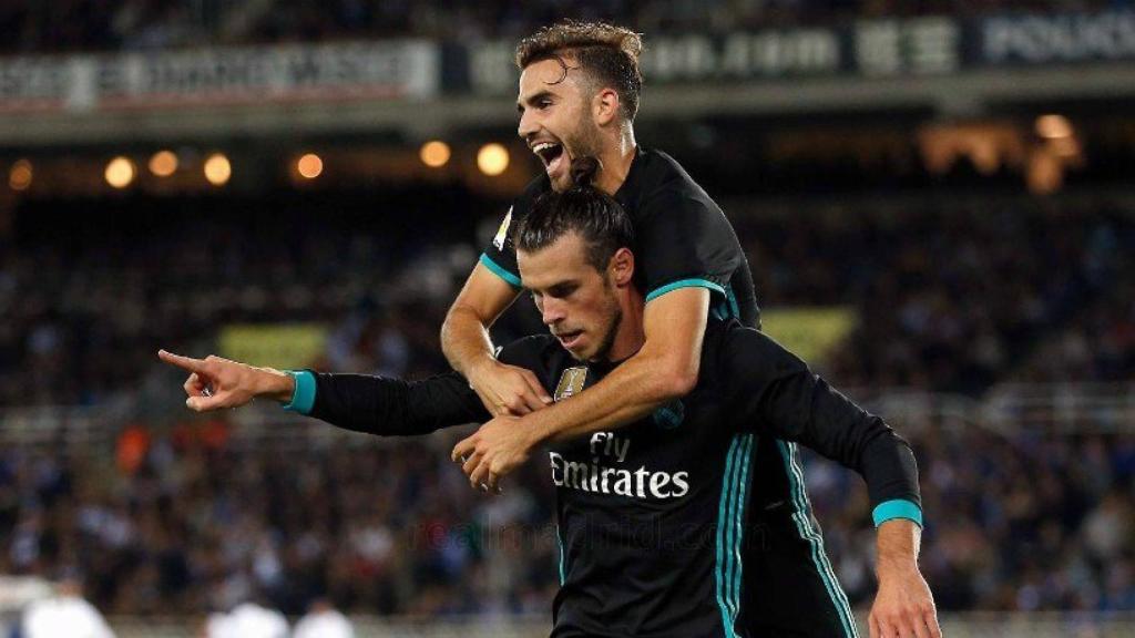 Mayoral celebra el gol de Bale