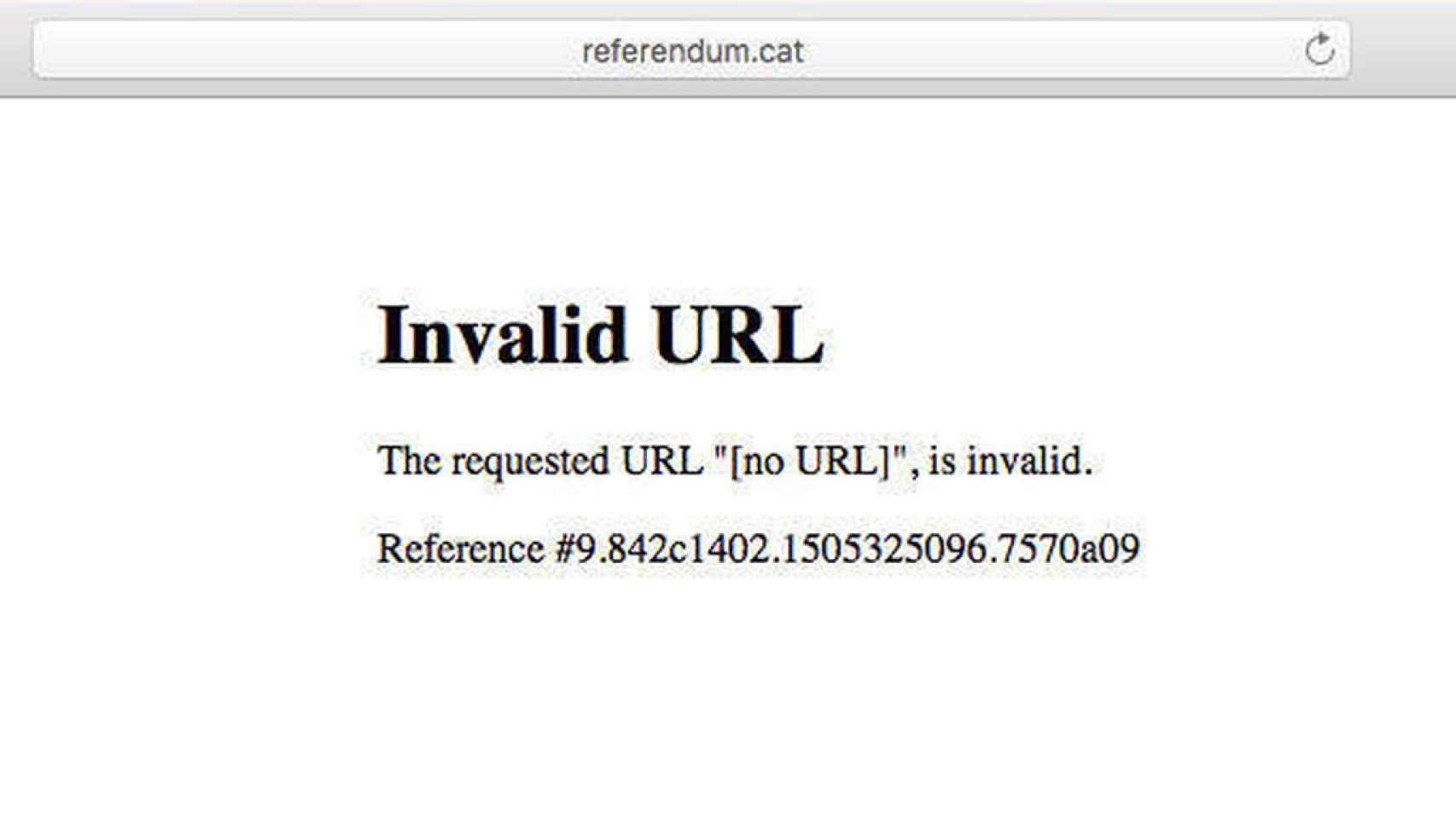 Captura de pantalla del error al intentar cargar la web del referéndum desde una dirección IP española.