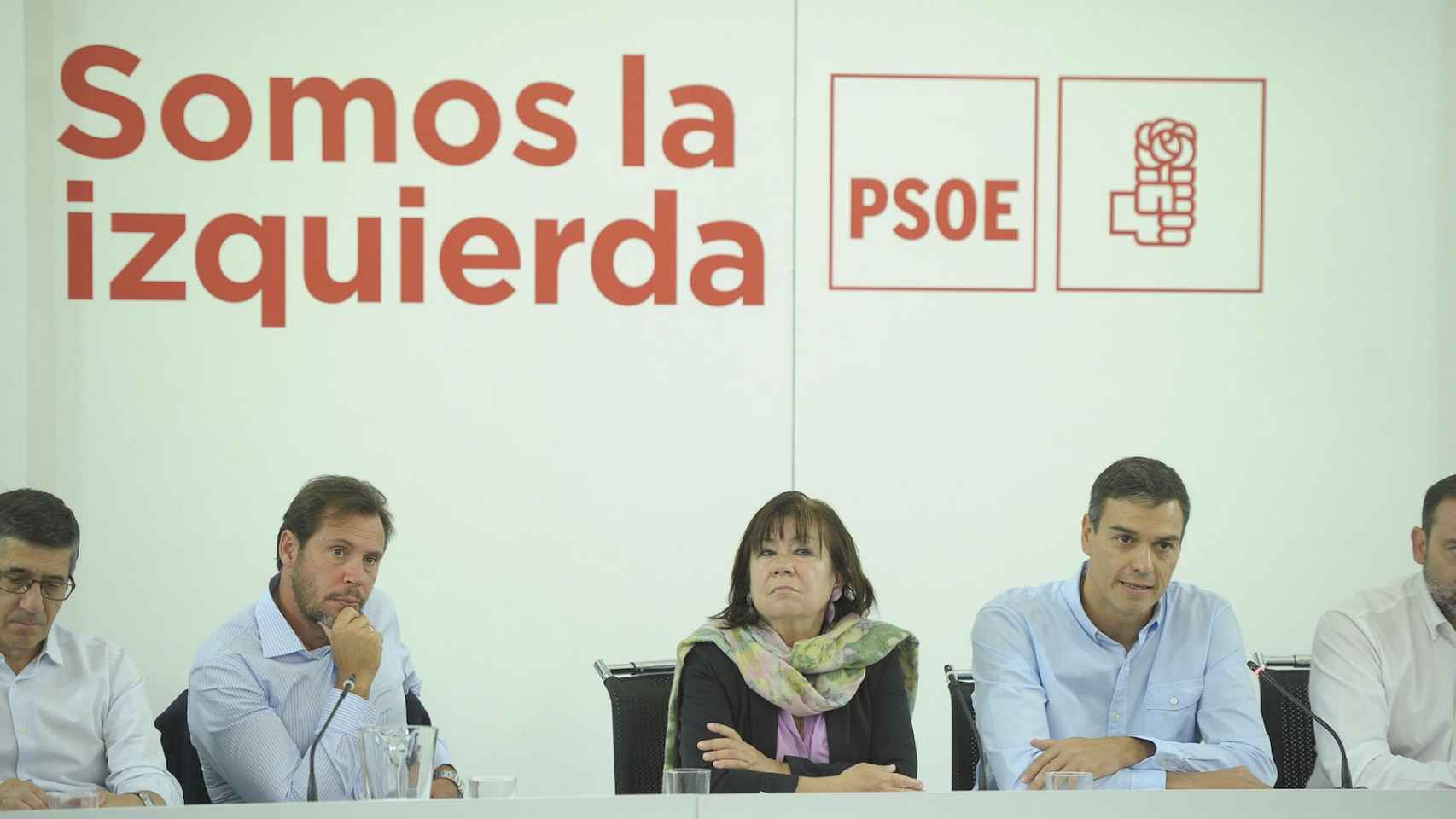 Puente, Narbona y Pedro Sánchez, esta lunes durante la Ejecutiva del PSOE.