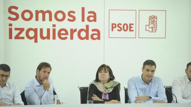 Puente, Narbona y Pedro Sánchez, esta lunes durante la Ejecutiva del PSOE.