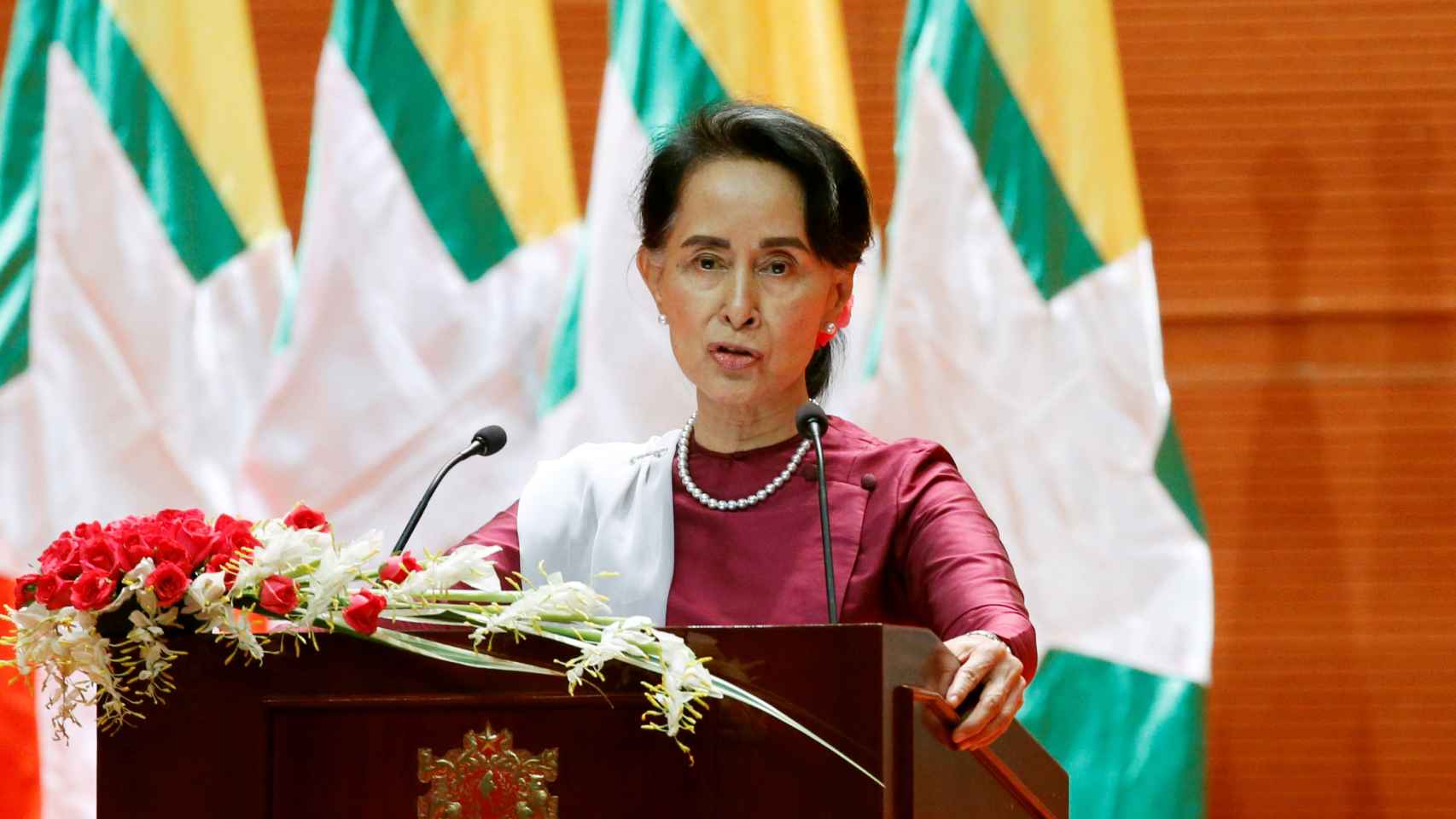 Suu Kyi durante su declaración.