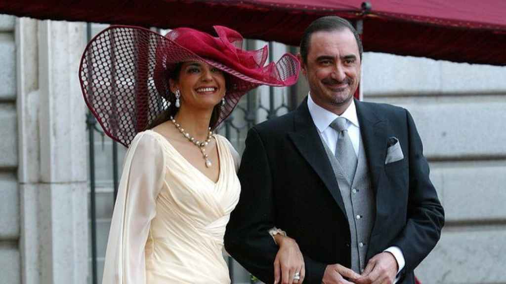 Mariló Montero y Carlos Herrera en la boda de los entonces príncipes de Asturias, 2004.