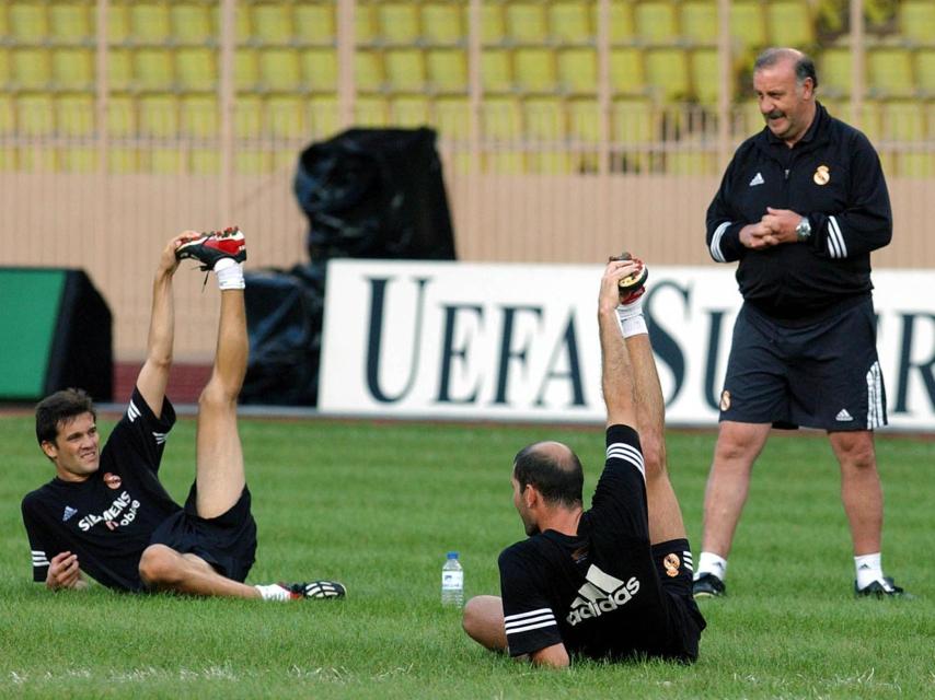 Del Bosque, durante un entrenamiento.