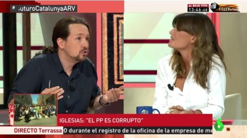 Pablo Iglesias y Pilar Gómez en 'Al rojo vivo' de La Sexta.