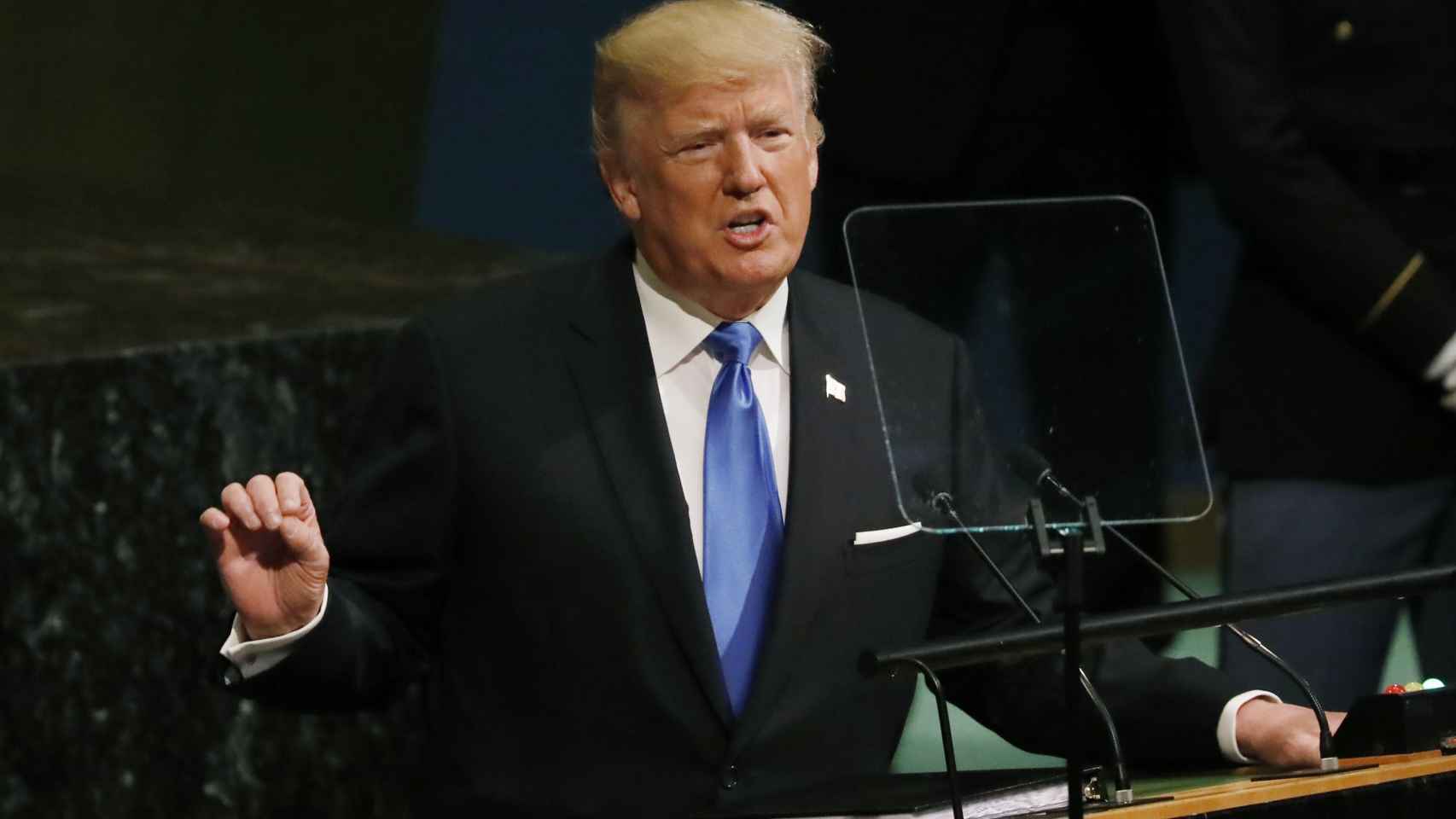 Trump durante su discurso en la ONU