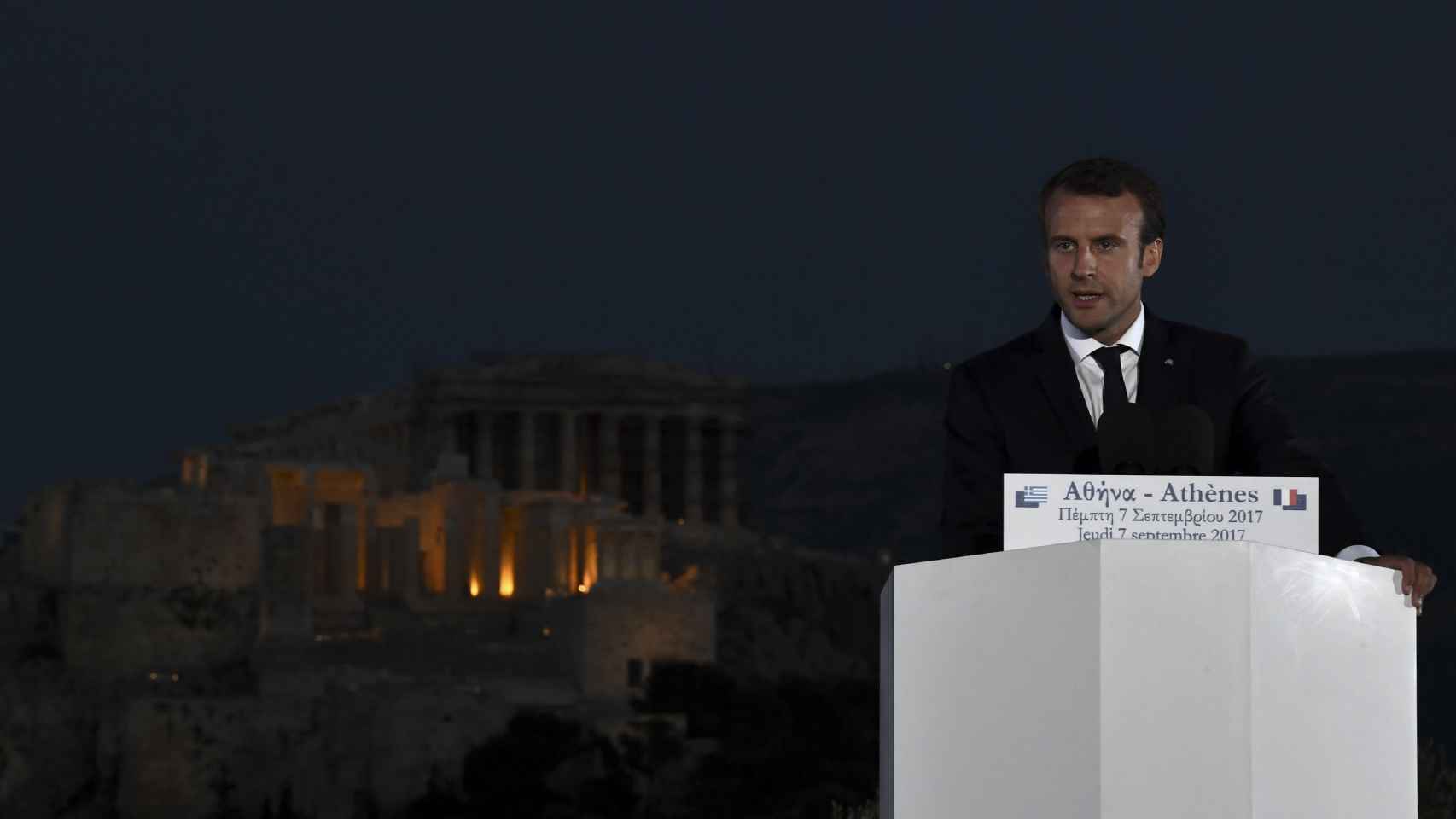 Macron, en un reciente discurso sobre la UE ante el Partenón en Atenas