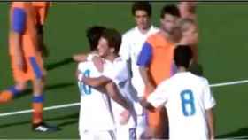Theo Zidane celebrando su gol con el Cadete A
