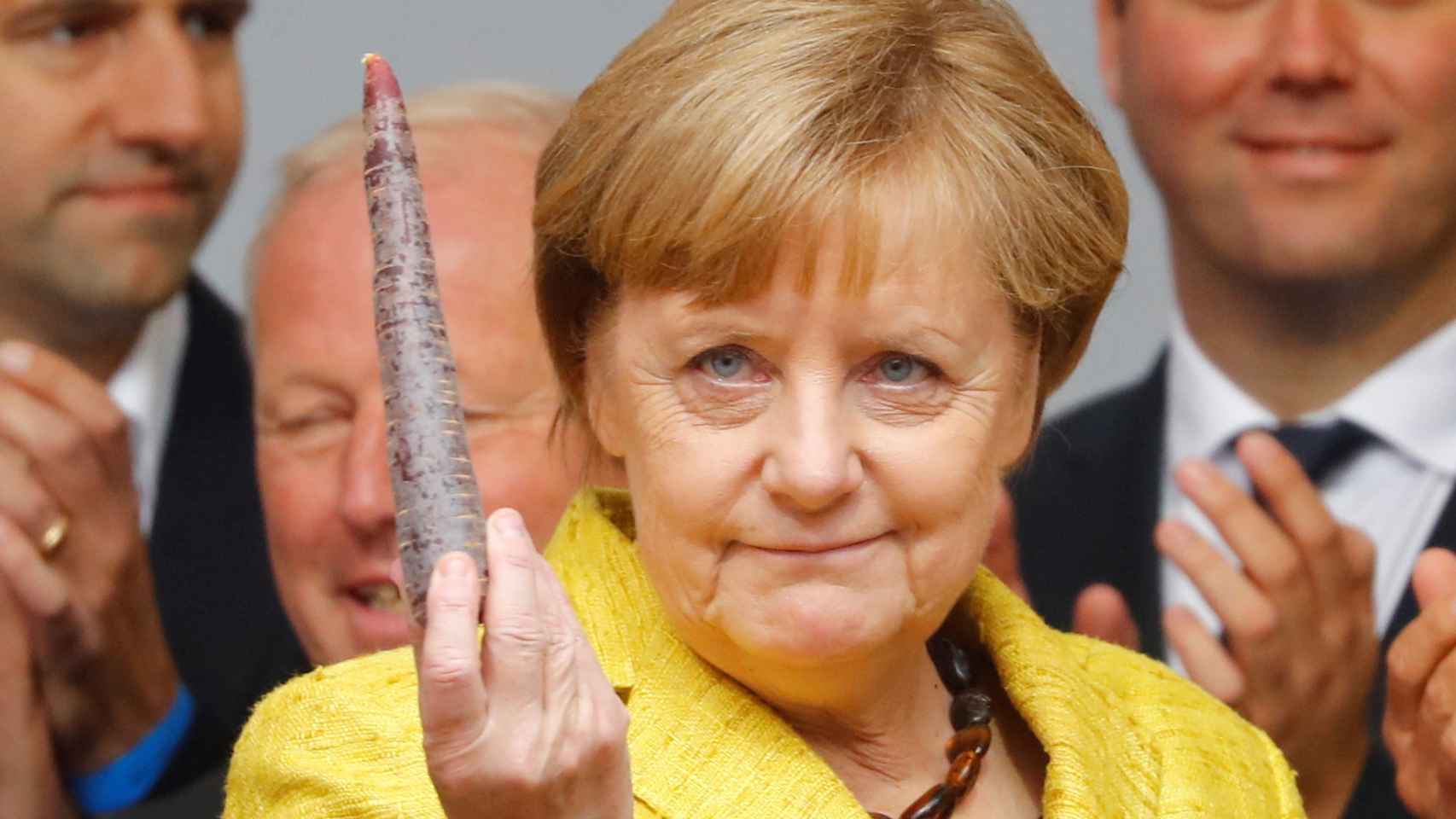 Angela Merkel durante un acto electoral en Friburgo, Alemania.