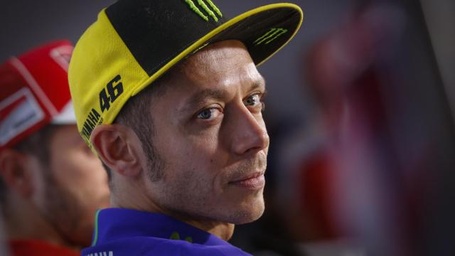 Valentino Rossi durante la rueda de prensa del GP de Aragón.