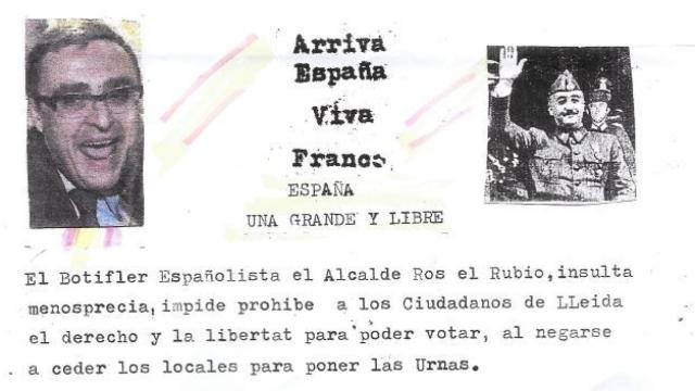 Una de las amenazas que el alcalde de Lleida, PSC, ha protagonizado.