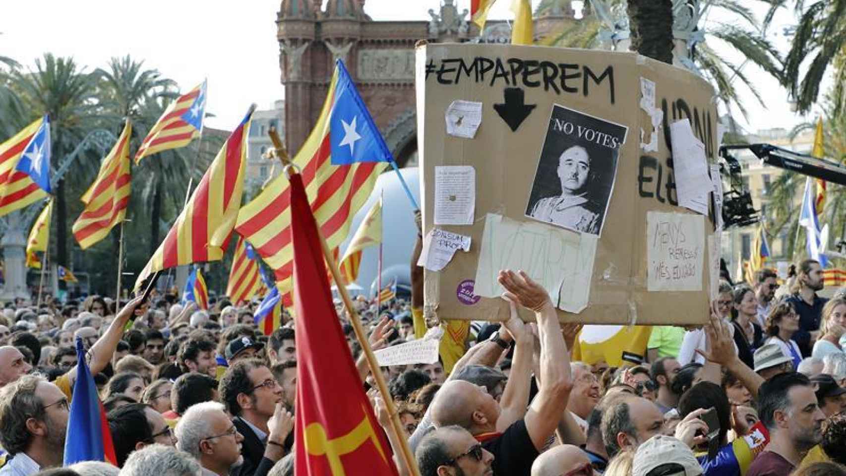 Manifestación independentista este jueves en Barcelona.