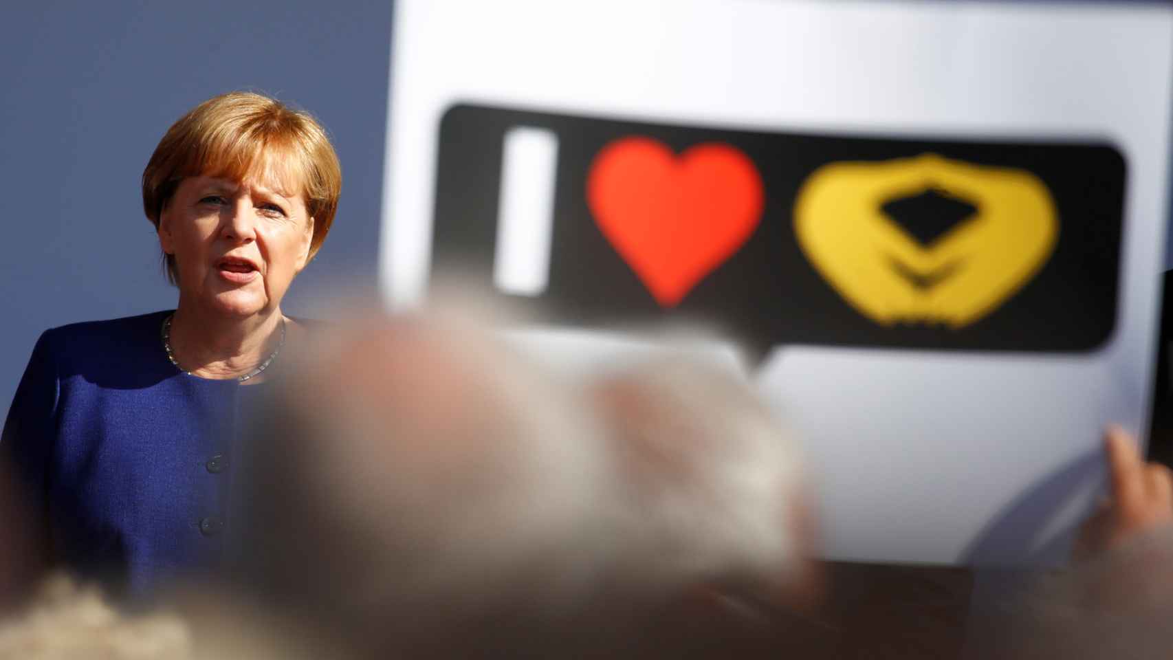 Merkel, durante un mitin electoral