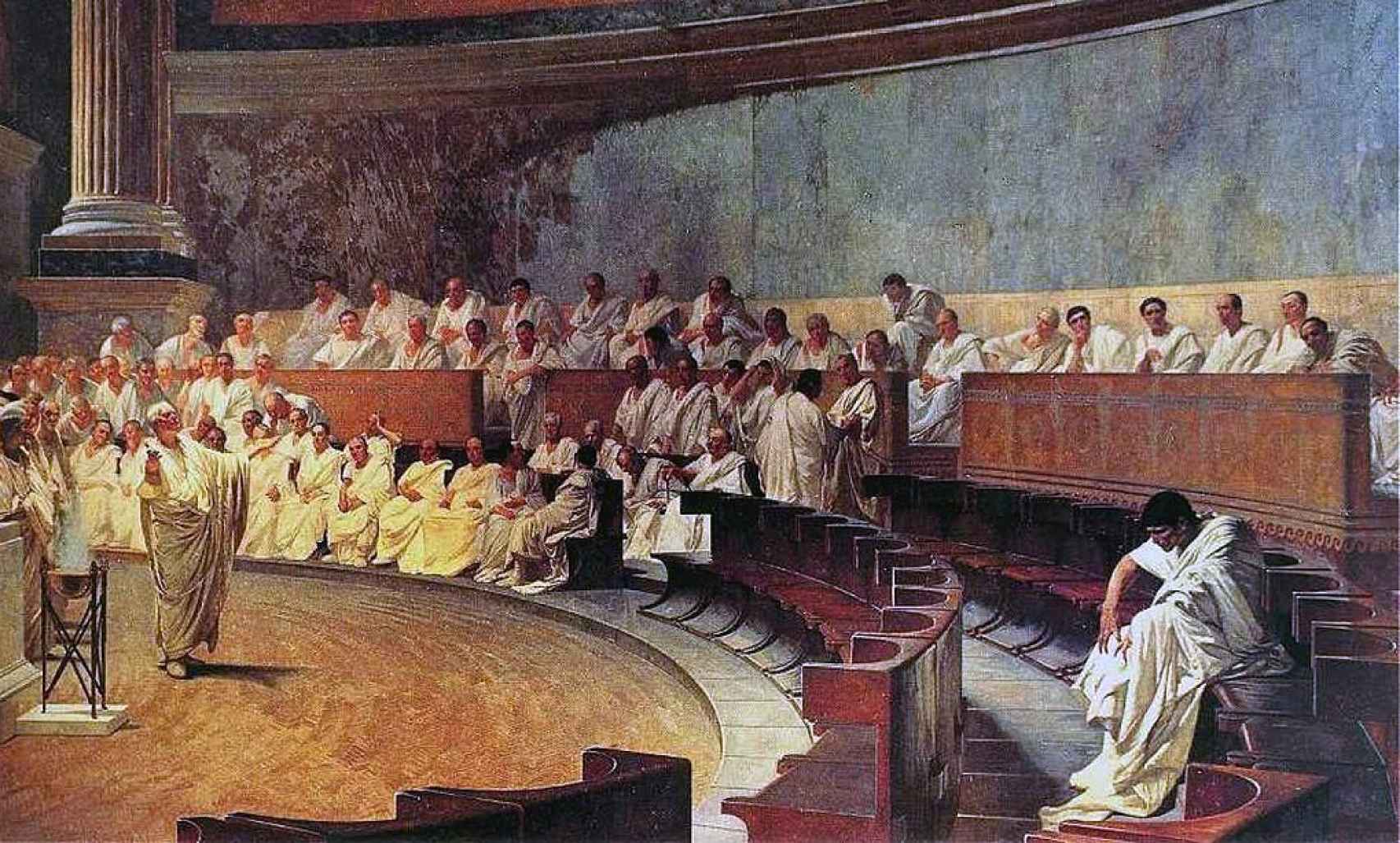 Ciceron desenmascara a Catilina, obra de Cesare Maccari (1840-1919).