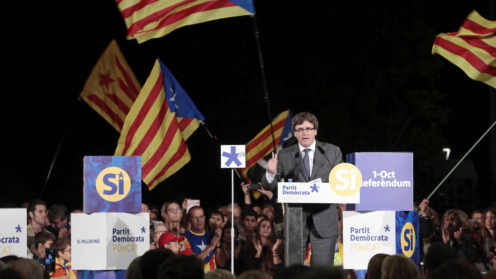 Carles Puigdemont, durante un acto a favor de la independencia.