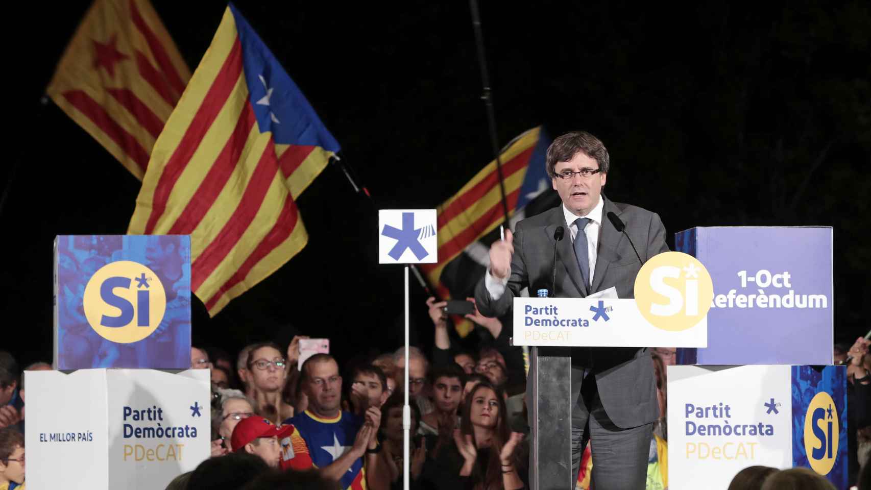 Carles Puigdemont, durante el mitin de este viernes.