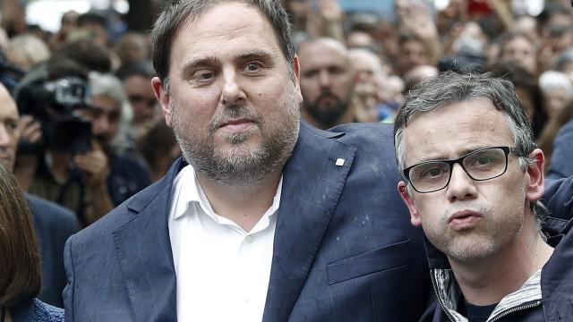 El vicepresidente de la Generalitat, Oriol Junqueras, junto a Josep Maria Jové.