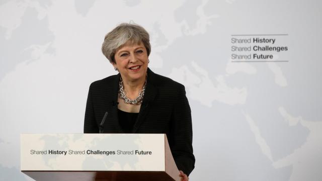 May, durante su discurso en Florencia