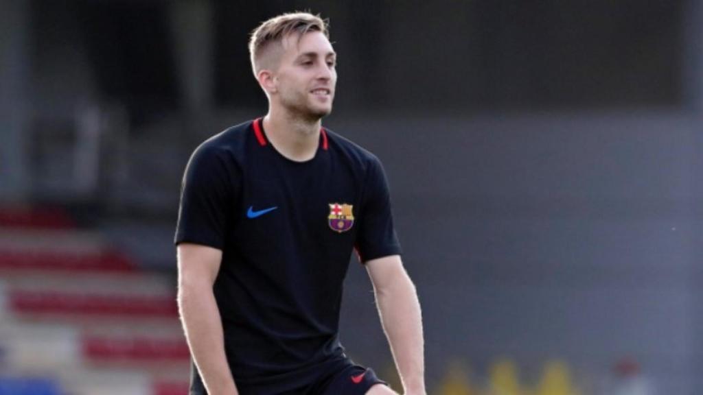 Deulofeu durante un entrenamiento del Barcelona. Foto: Twitter (@gerardeulofeu).