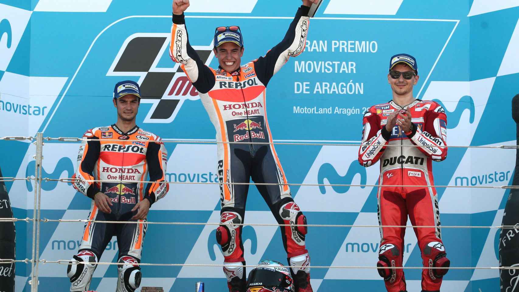 Pedrosa, Márquez y Lorento, triplete español en Motorland.