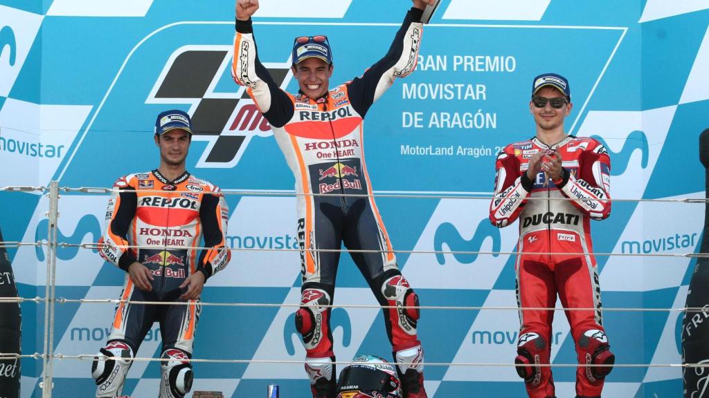 Pedrosa, Márquez y Lorento, triplete español en Motorland.