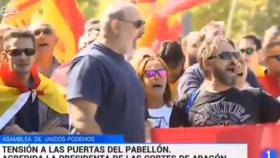 TVE define a los ultras de Zaragoza como manifestantes a favor de la unidad de España