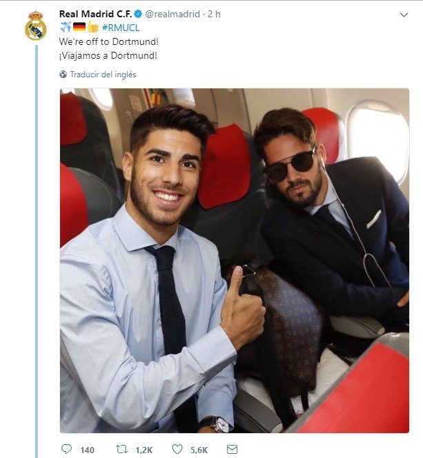 Real Madrid volando a Dortmund. Foto Twitter (@realmadrid)