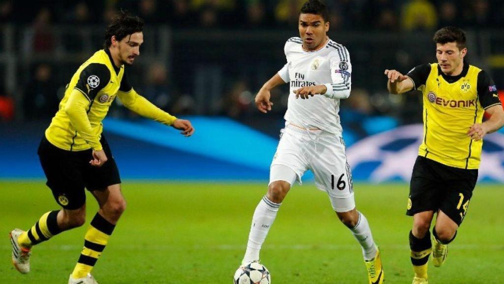 Casemiro ante el Borussia Dortmund en 2014.