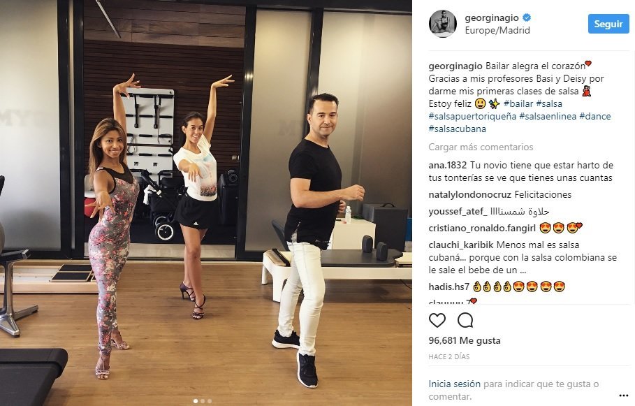 Georgina bailando salsa. Foto Instagram (@georginagio)