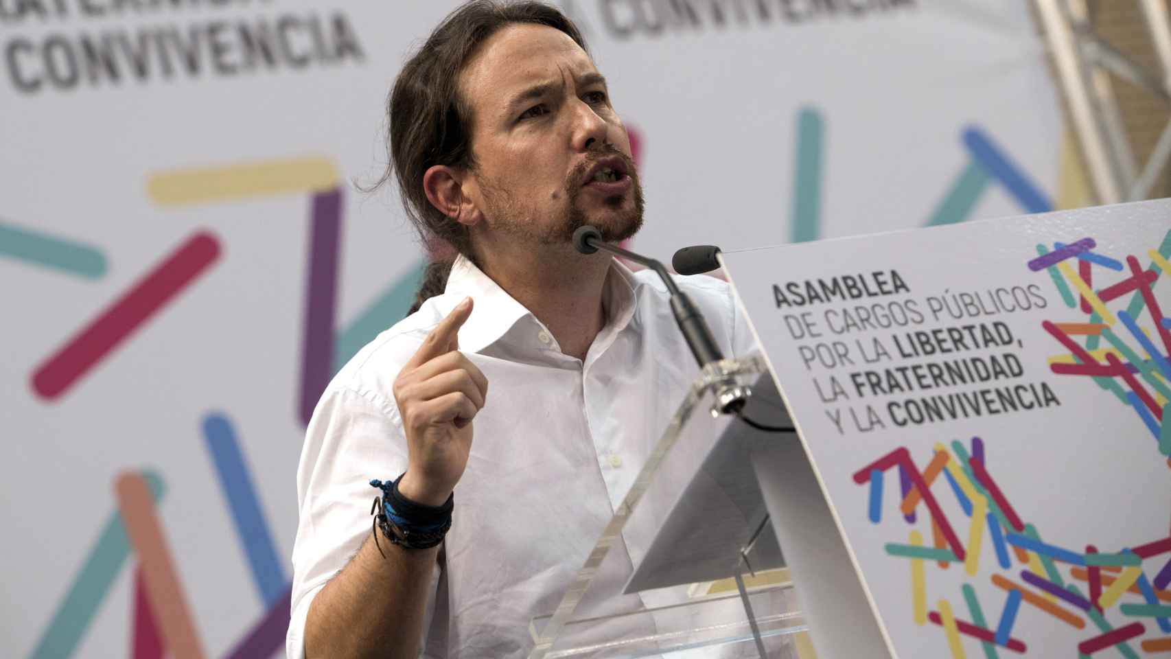 Pablo Iglesias en la asamblea de electos de Zaragoza.