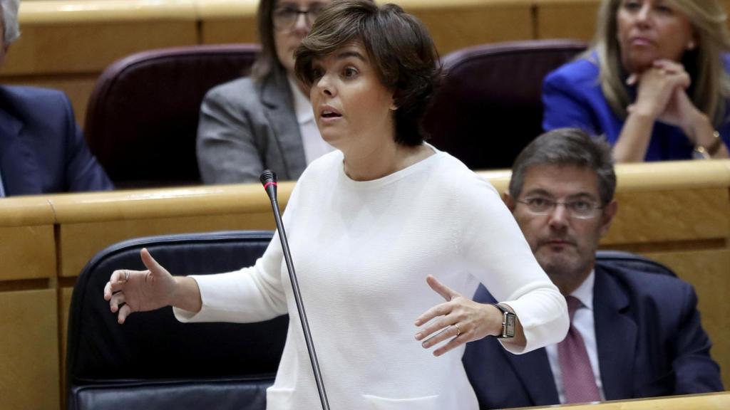 Saénz de Santamaría, durante su intervención en el Senado