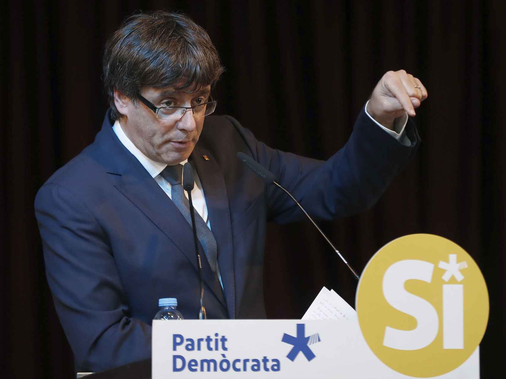 Carles Puigdemont durante su intervención en un acto del PDeCAT