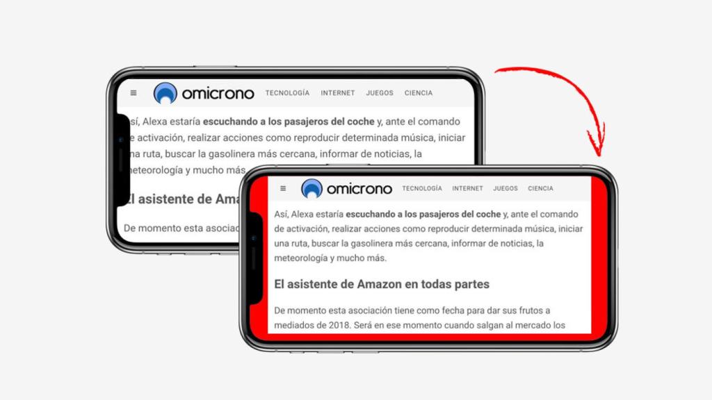 contenido web desperdiciado iphone x pantalla horizontal