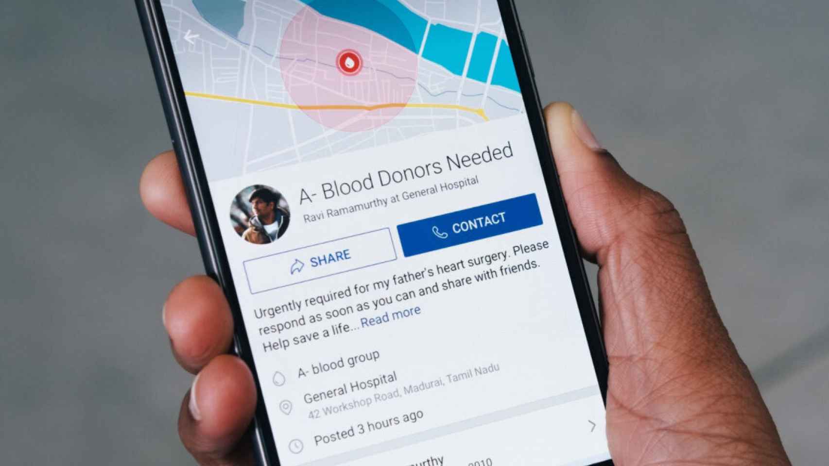 Facebook te invita a donar sangre con la nueva función de su app