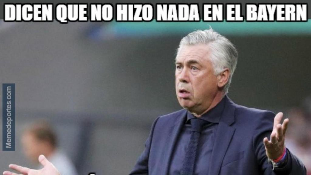 Ancelotti, protagonista de los memes tras su salida del Bayern. Foto: memedeportes.com