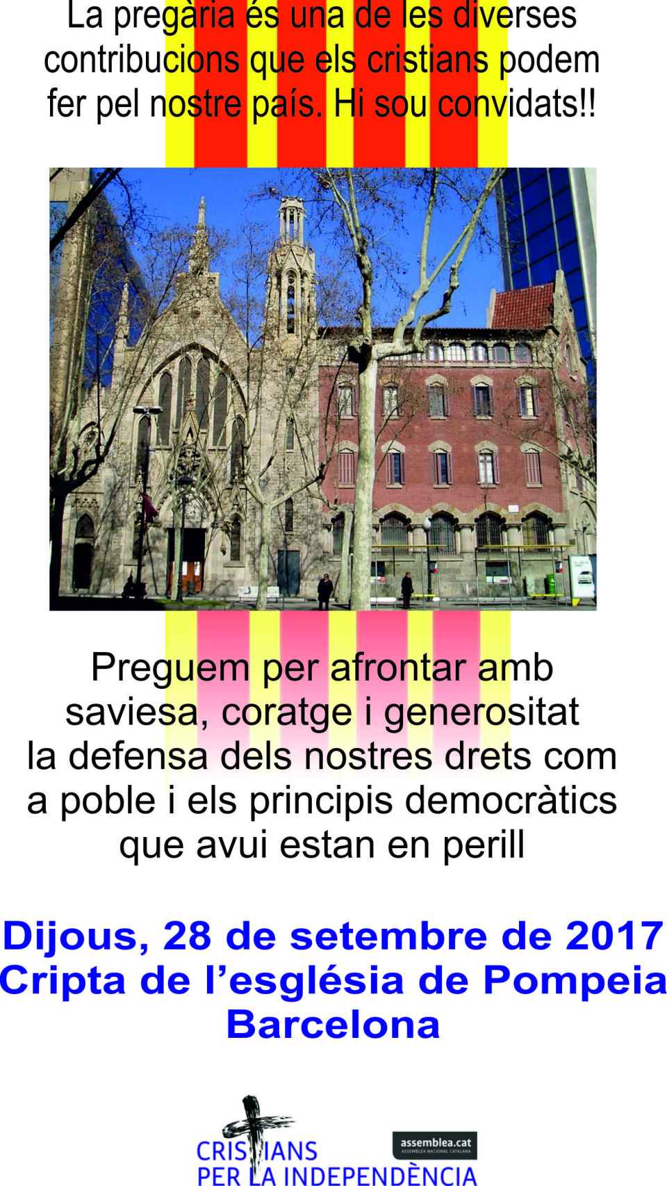 Uno de los folletos que reparten los cristianos independentistas de Cataluña.