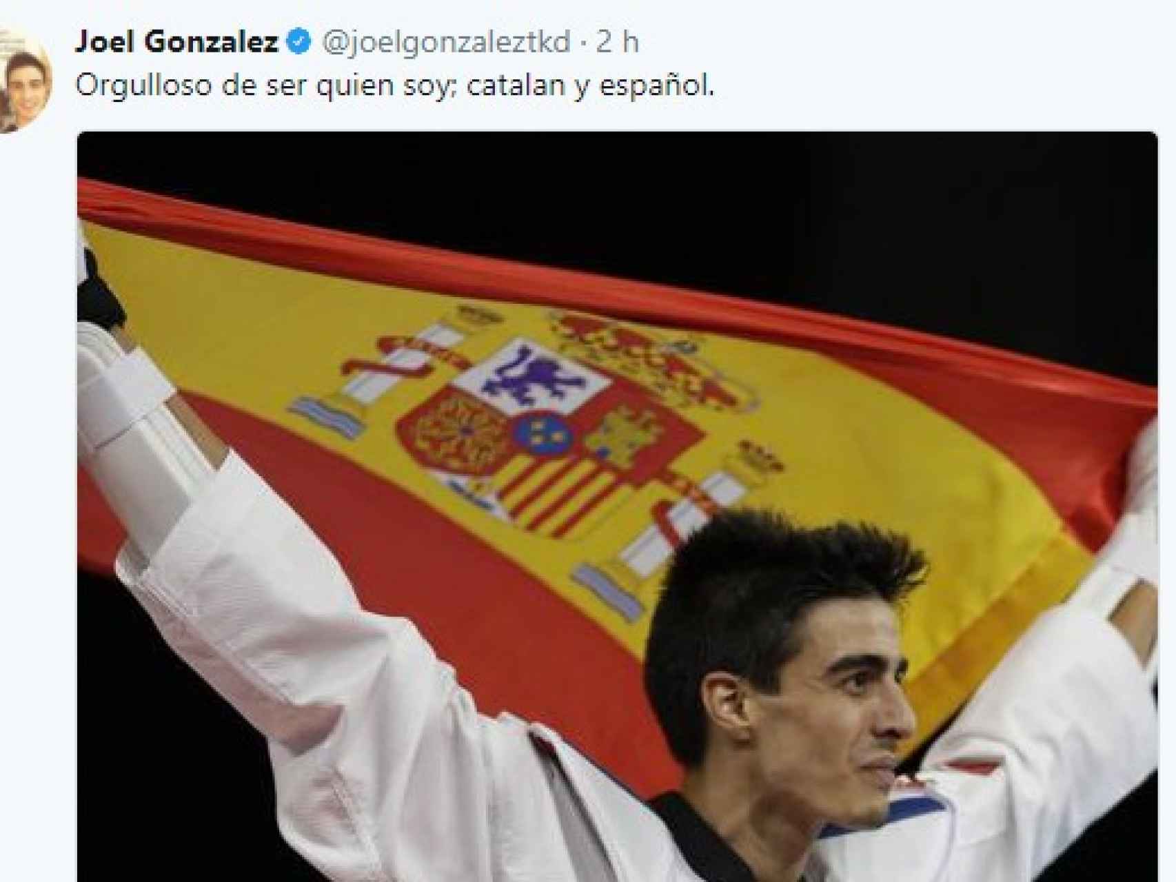 Un mensaje nacionalista en Twitter del deportista Joel Gonzalez