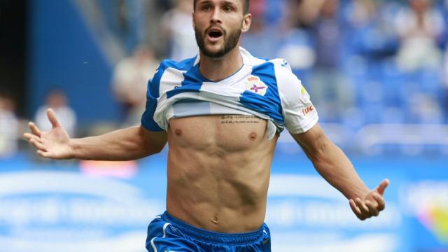 Florin Andone celebrando el gol de la victoria contra el Getafe.