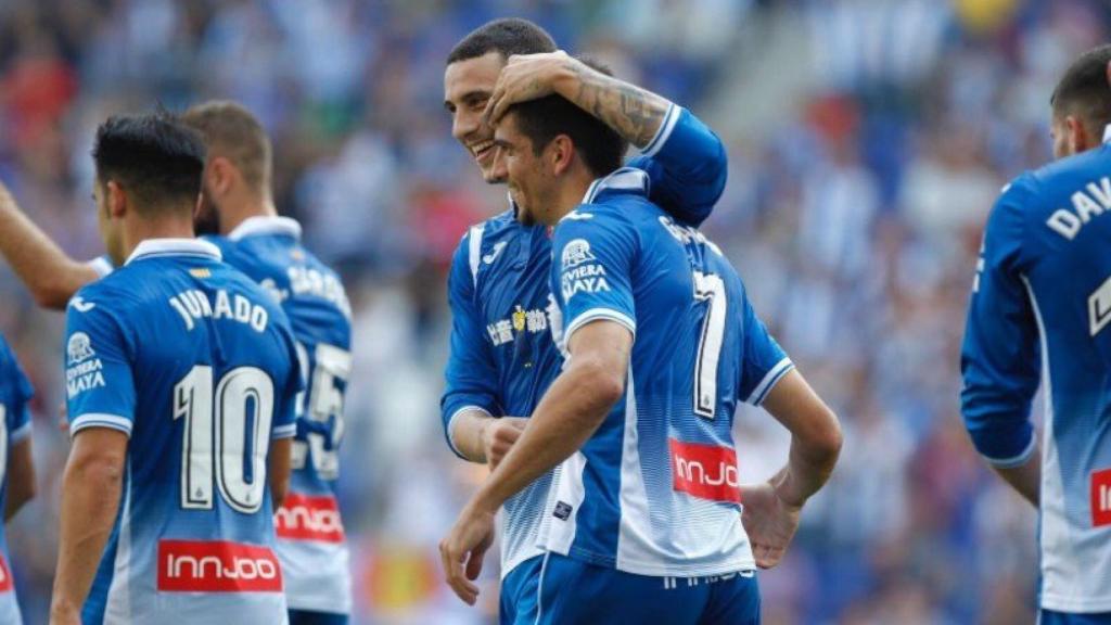 Celebración de un gol del Español. Foto Twitter ( @RCDEspanyol)