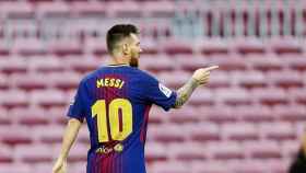 Messi celebra el gol.