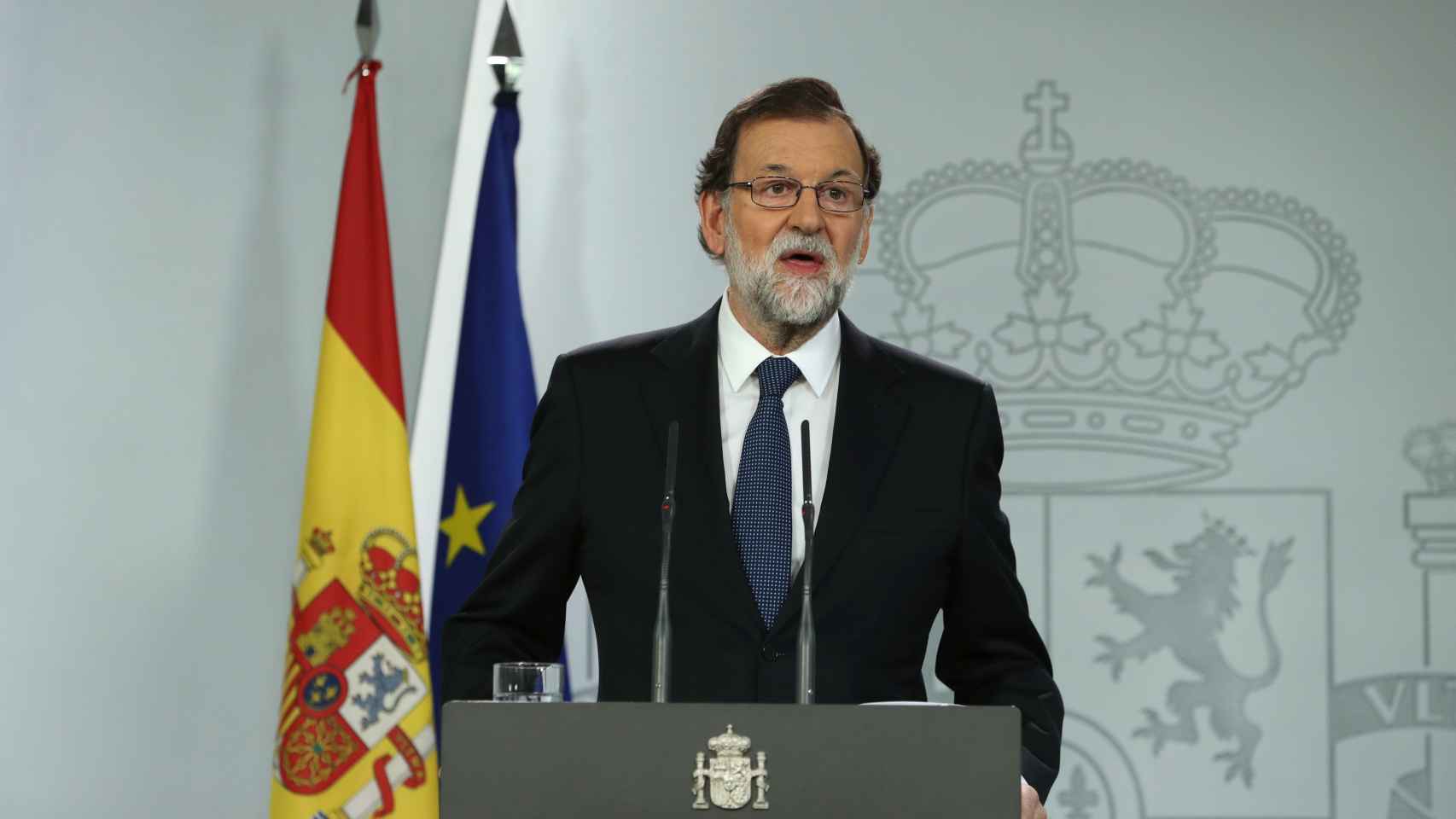 Mariano Rajoy, durante una comparecencia en Moncloa cuando era presidente del Gobierno.
