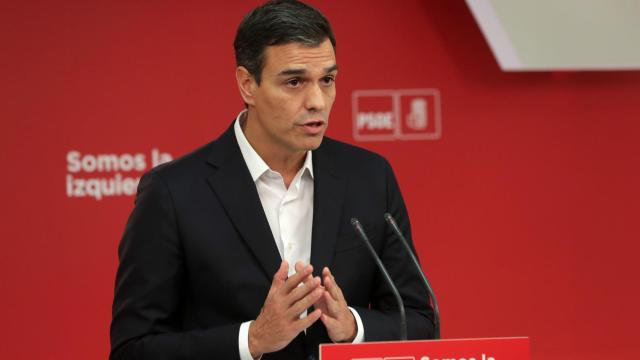 Pedro Sánchez, durante una comparecencia en Ferraz