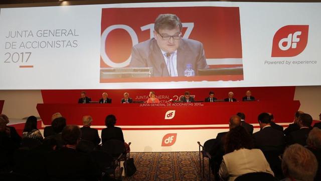 Ángel Antonio del Valle, presidente de Duro Felguera, en la pasada junta de accionistas.