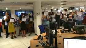 Protesta en la redacción de TVE por la sesgada cobertura del 1-O