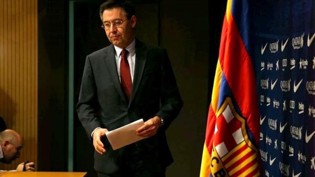 Bartomeu llega para dar una rueda de prensa.