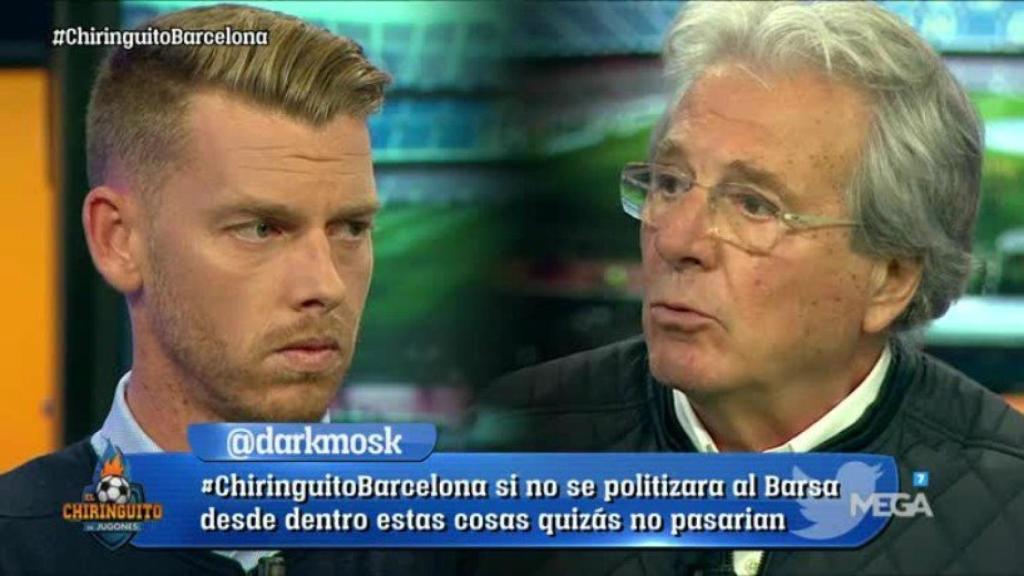 D´Alessandro debatiendo con Jordi en El Chiringuito. Foto: Twitter (@elchiringuitotv)