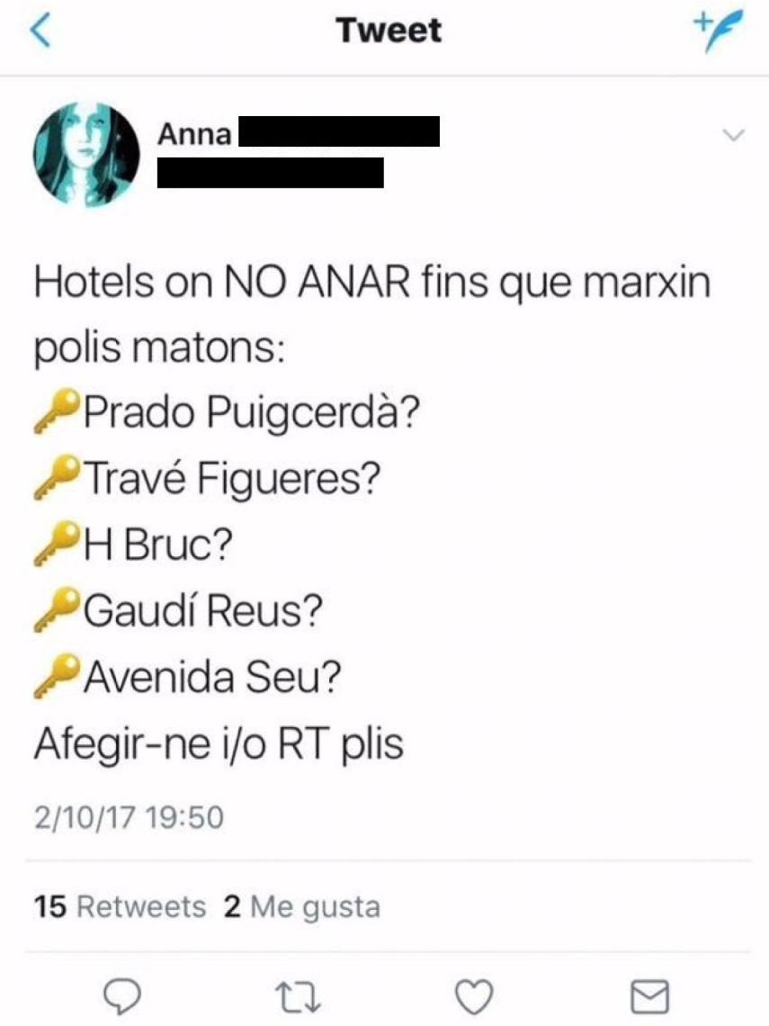 Mensaje difundido a través de las redes sociales.